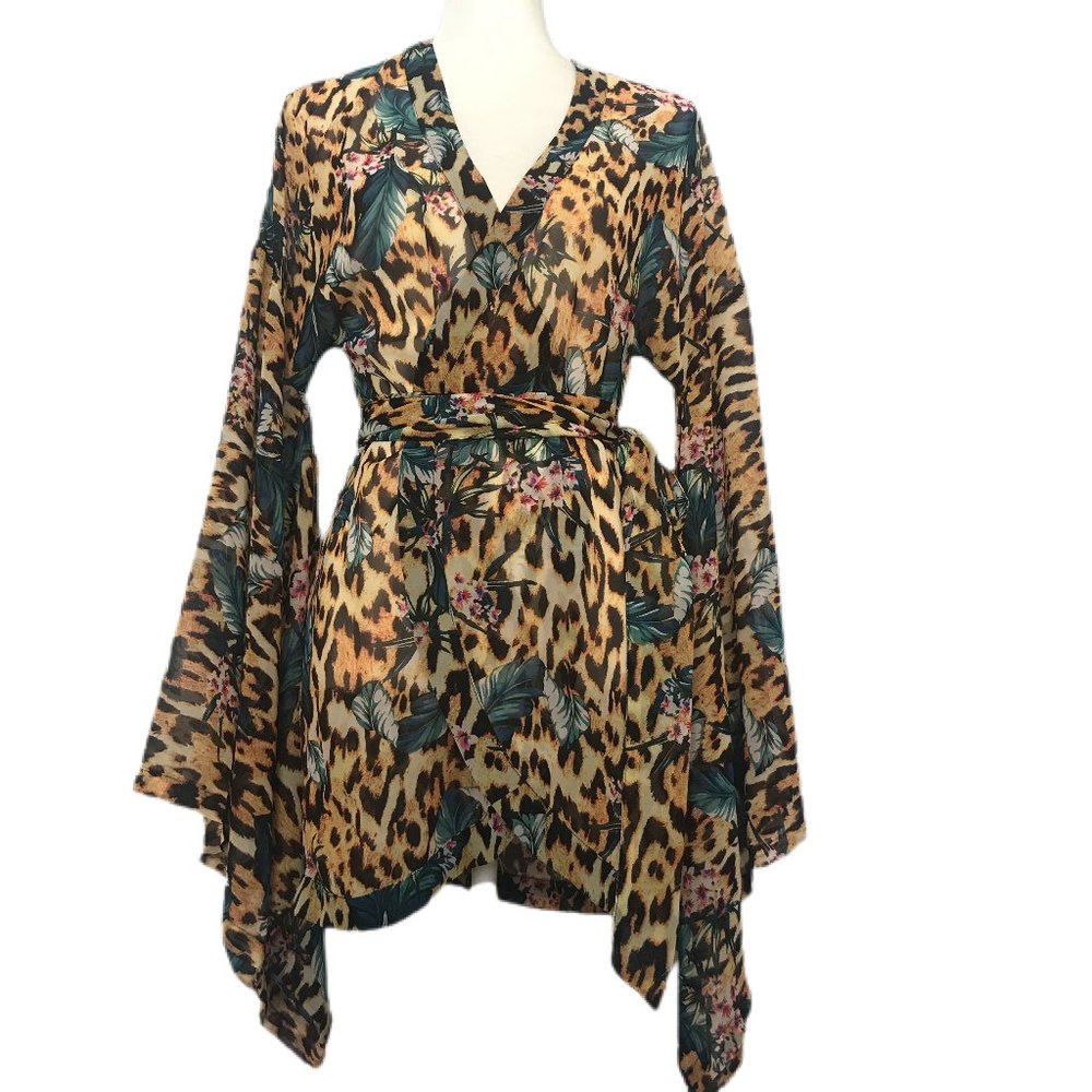 ASOS  Sheer Multicolored Floral Over Swim Kimono 4